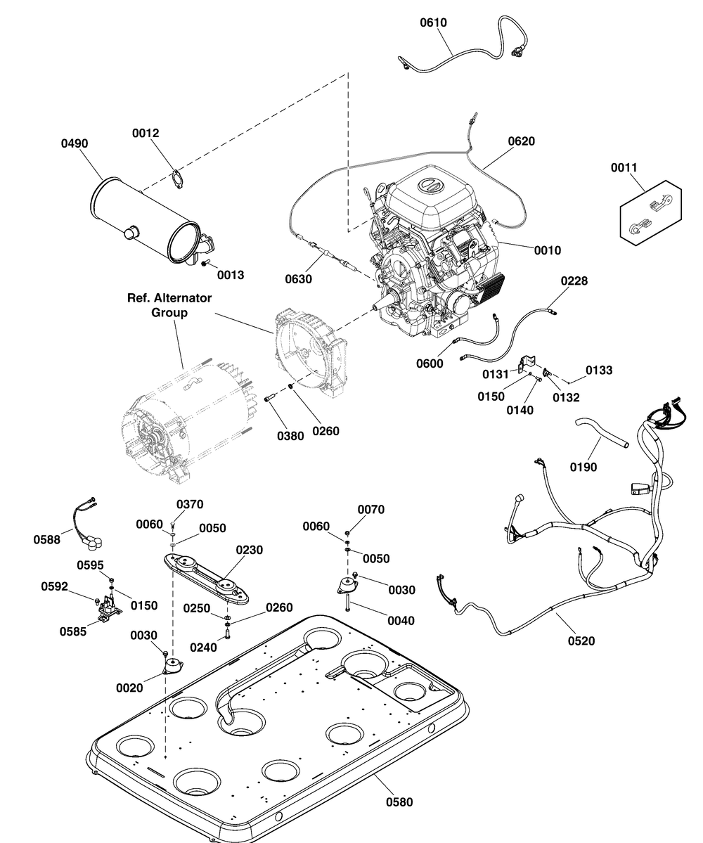 Power Group Diagram and Parts List for 040587-01  Briggs and Stratton Generator